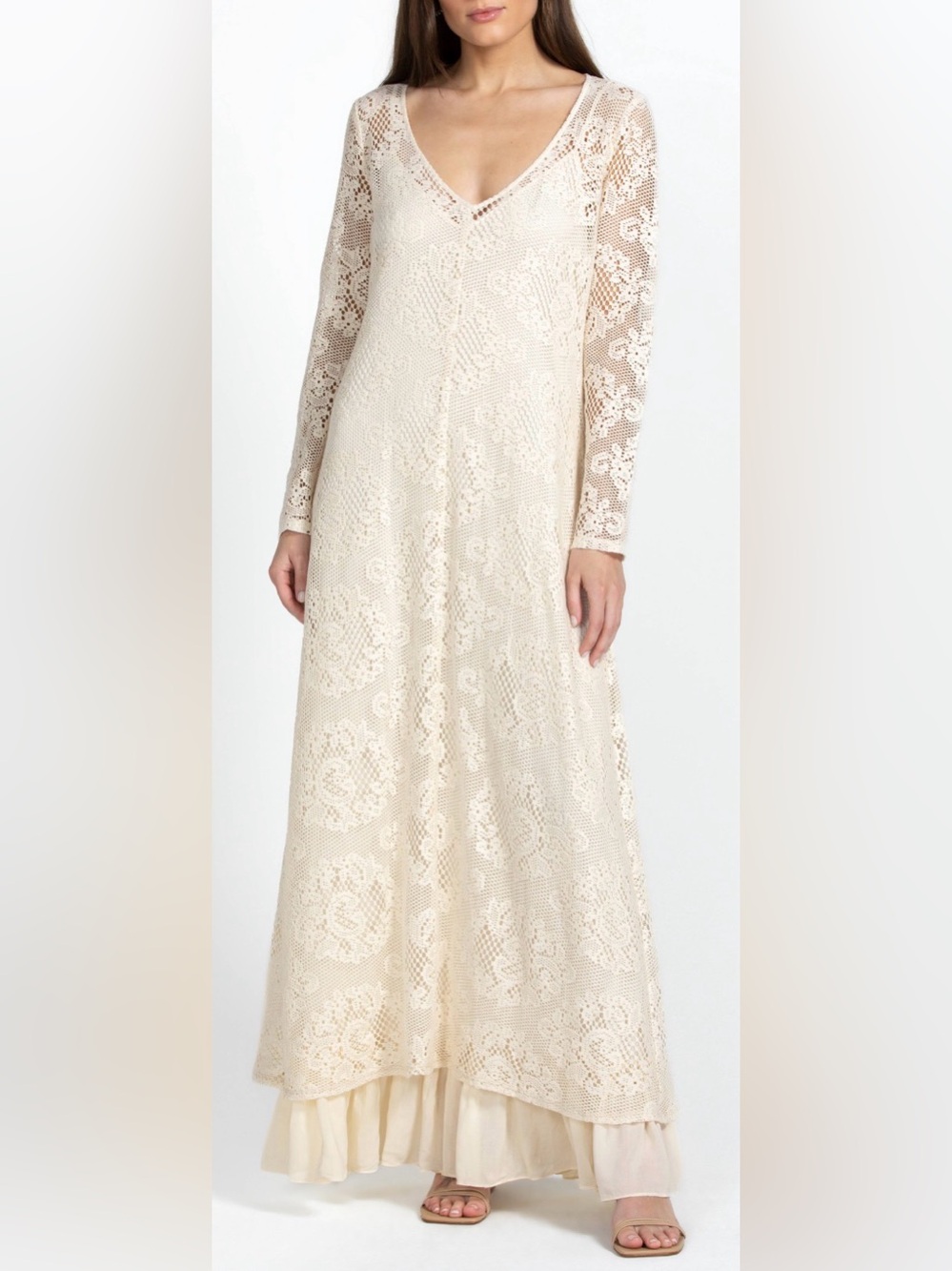 Johnny Was, large, Tayla Maxi Dress, cotton blend lace maxi dress